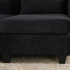 English Elm Convertible Corduroy Chaise Loveseat with USB Ports Cup Holders and Armrest Storage N719P285930B