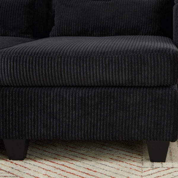 English Elm Convertible Corduroy Chaise Loveseat with USB Ports Cup Holders and Armrest Storage N719P285930B