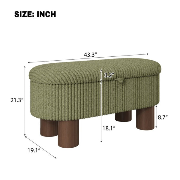 English Elm Modern Corduroy Upholstered Lift Top Storage Bench with Hidden Compartment for Bedroom N719P305624F