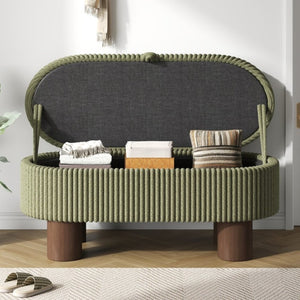 English Elm Modern Corduroy Upholstered Lift Top Storage Bench with Hidden Compartment for Bedroom N719P305624F