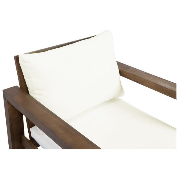 English Elm Outdoor Acacia Wood Rope Woven Armchair with Cushion for Patio Garden Poolside Mocha + Beige Cushion N719P384537D