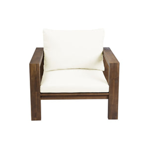 English Elm Outdoor Acacia Wood Rope Woven Armchair with Cushion for Patio Garden Poolside Mocha + Beige Cushion N719P384537D