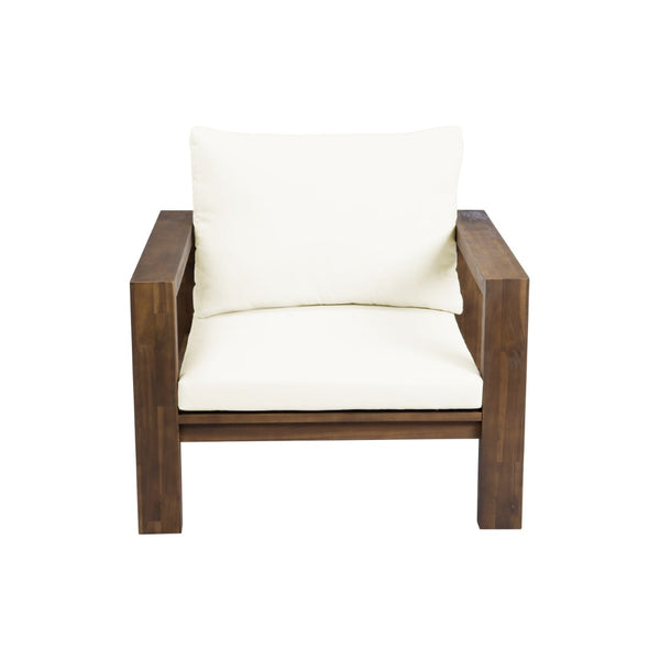 English Elm Outdoor Acacia Wood Rope Woven Armchair with Cushion for Patio Garden Poolside Mocha + Beige Cushion N719P384537D
