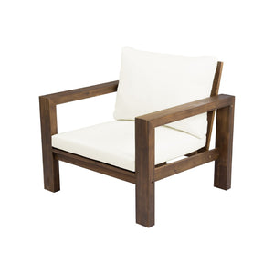 English Elm Outdoor Acacia Wood Rope Woven Armchair with Cushion for Patio Garden Poolside Mocha + Beige Cushion N719P384537D