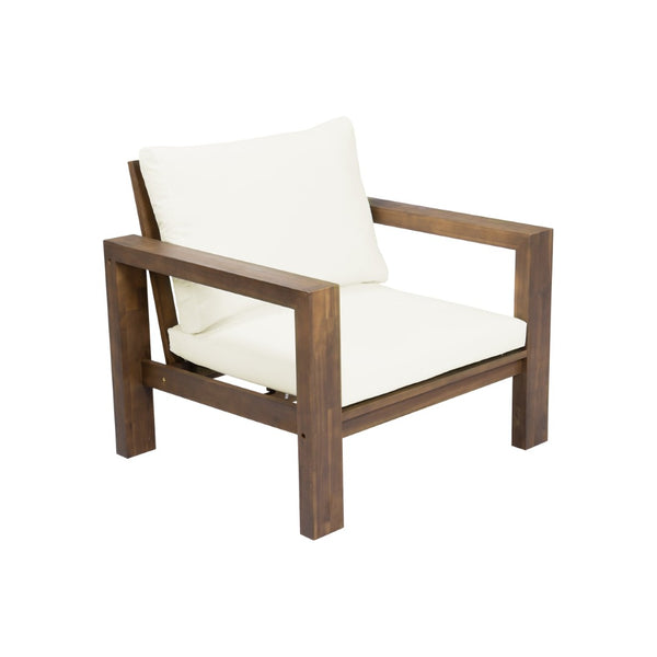 English Elm Outdoor Acacia Wood Rope Woven Armchair with Cushion for Patio Garden Poolside Mocha + Beige Cushion N719P384537D