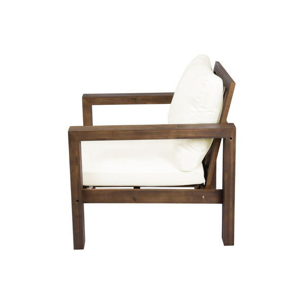 English Elm Outdoor Acacia Wood Rope Woven Armchair with Cushion for Patio Garden Poolside Mocha + Beige Cushion N719P384537D