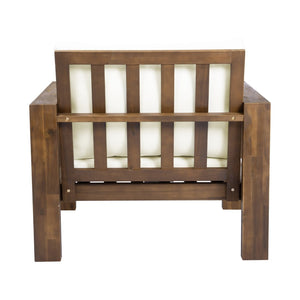 English Elm Outdoor Acacia Wood Rope Woven Armchair with Cushion for Patio Garden Poolside Mocha + Beige Cushion N719P384537D
