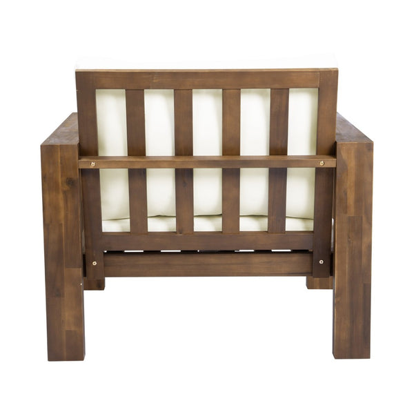 English Elm Outdoor Acacia Wood Rope Woven Armchair with Cushion for Patio Garden Poolside Mocha + Beige Cushion N719P384537D