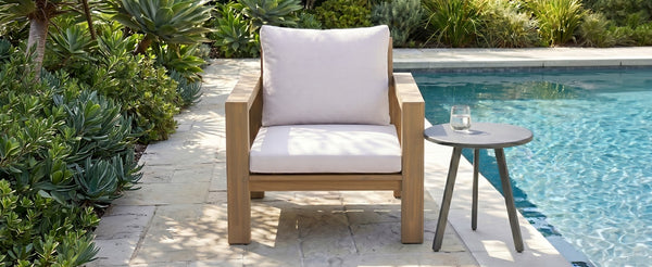 English Elm Outdoor Acacia Wood Rope Woven Armchair with Cushion for Patio Garden Poolside Light Teak + Beige Cushion N719P384537L