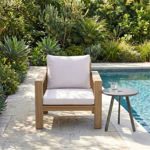English Elm Outdoor Acacia Wood Rope Woven Armchair with Cushion for Patio Garden Poolside Light Teak + Beige Cushion N719P384537L