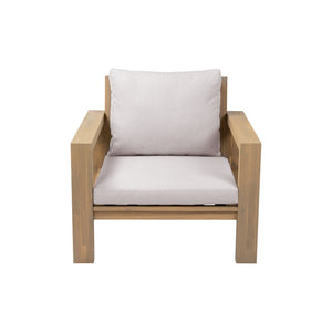 English Elm Outdoor Acacia Wood Rope Woven Armchair with Cushion for Patio Garden Poolside Light Teak + Beige Cushion N719P384537L