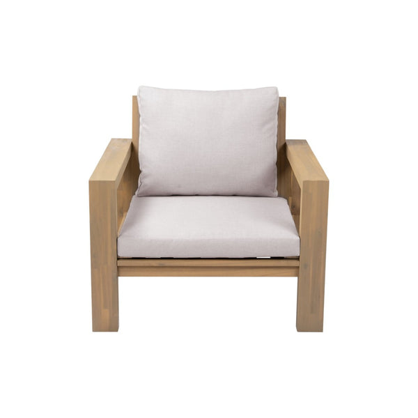 English Elm Outdoor Acacia Wood Rope Woven Armchair with Cushion for Patio Garden Poolside Light Teak + Beige Cushion N719P384537L