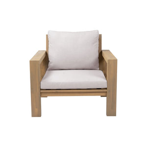 English Elm Outdoor Acacia Wood Rope Woven Armchair with Cushion for Patio Garden Poolside Light Teak + Beige Cushion N719P384537L
