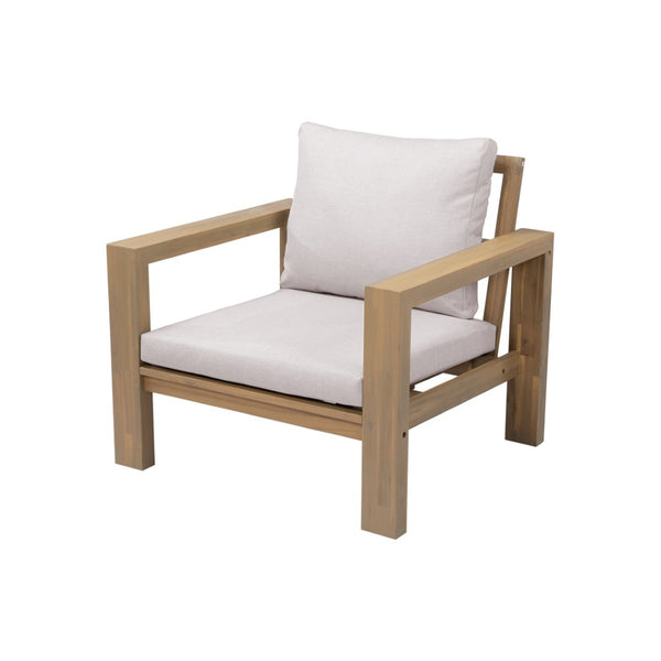 English Elm Outdoor Acacia Wood Rope Woven Armchair with Cushion for Patio Garden Poolside Light Teak + Beige Cushion N719P384537L
