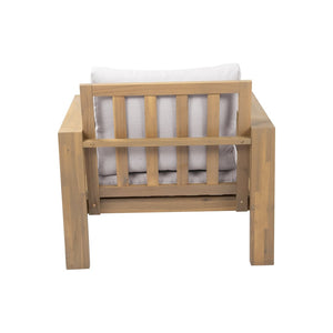 English Elm Outdoor Acacia Wood Rope Woven Armchair with Cushion for Patio Garden Poolside Light Teak + Beige Cushion N719P384537L