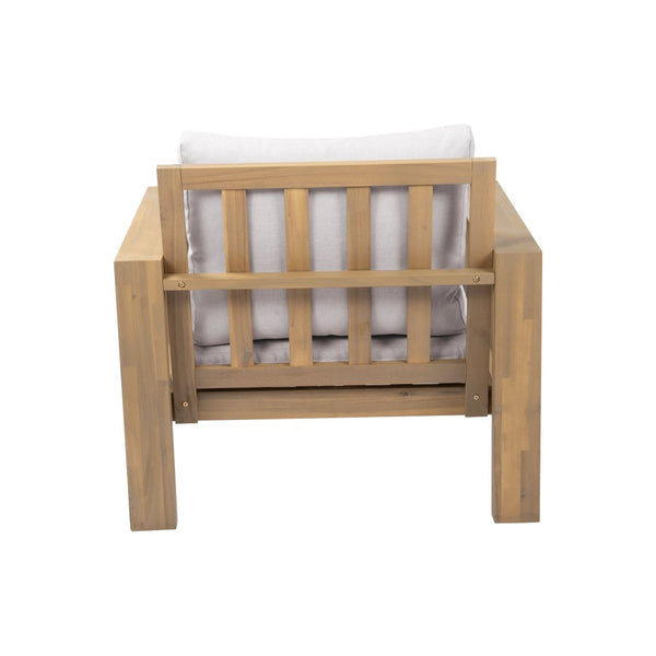 English Elm Outdoor Acacia Wood Rope Woven Armchair with Cushion for Patio Garden Poolside Light Teak + Beige Cushion N719P384537L
