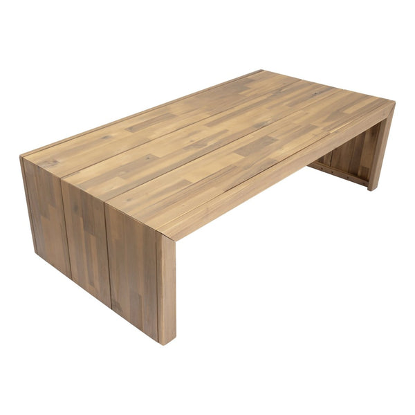 English Elm 3-seater Outdoor Sofa Set Rope Woven Acacia Wood Frame with Coffee Table Patio Lounge Light Teak + Beige Cushion N719P384538L