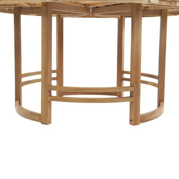 English Elm Outdoor Acacia Wood Dining Set with Umbrella Hole Slatted Round Table Resort Style N719P402253L