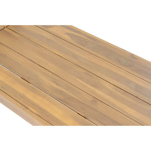 English Elm Adjustable Acacia Wood Outdoor Chaise Lounge with Reclining Backrest and Cushioned Pool Deck Light Teak + Beige Cushion N719P414733A
