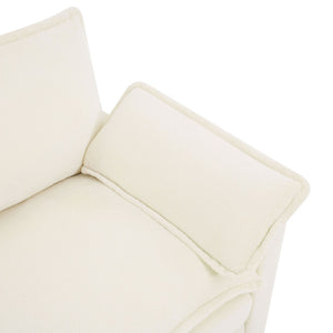 English Elm Modern Plush Faux Fur 3 Seater Sofa with Pocket Springs and Armrest Storage Pockets Beige N719P433666A