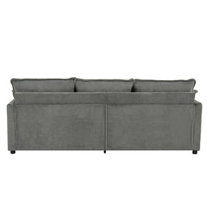 English Elm Modern Plush Faux Fur 3 Seater Sofa with Pocket Springs and Armrest Storage Pockets Grey N719P433666E