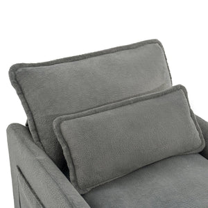 English Elm Modern Plush Faux Fur 3 Seater Sofa with Pocket Springs and Armrest Storage Pockets Grey N719P433666E