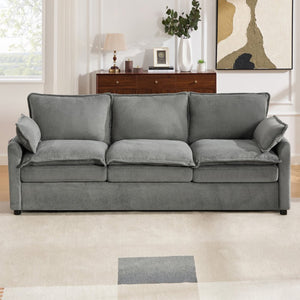 English Elm Modern Plush Faux Fur 3 Seater Sofa with Pocket Springs and Armrest Storage Pockets Grey N719P433666E
