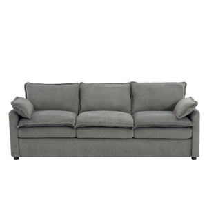 English Elm Modern Plush Faux Fur 3 Seater Sofa with Pocket Springs and Armrest Storage Pockets Grey N719P433666E