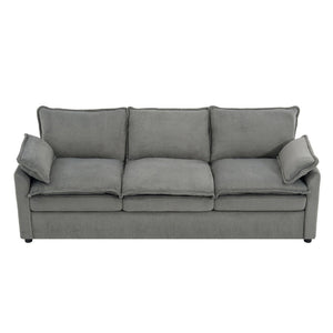 English Elm Modern Plush Faux Fur 3 Seater Sofa with Pocket Springs and Armrest Storage Pockets Grey N719P433666E