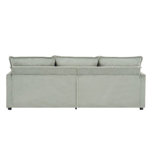 English Elm Modern Plush Faux Fur 3 Seater Sofa with Pocket Springs and Armrest Storage Pockets Green N719P433666F