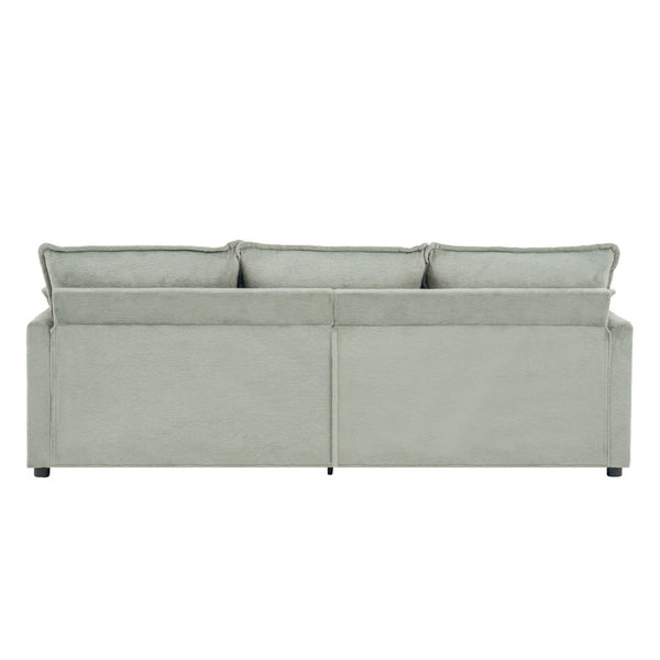 English Elm Modern Plush Faux Fur 3 Seater Sofa with Pocket Springs and Armrest Storage Pockets Green N719P433666F