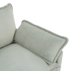 English Elm Modern Plush Faux Fur 3 Seater Sofa with Pocket Springs and Armrest Storage Pockets Green N719P433666F