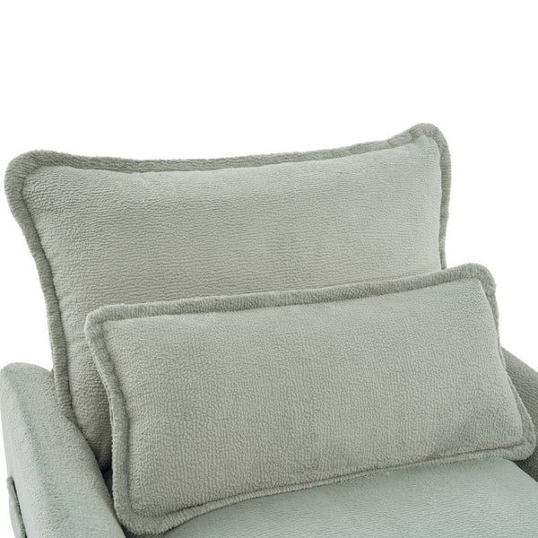 English Elm Modern Plush Faux Fur 3 Seater Sofa with Pocket Springs and Armrest Storage Pockets Green N719P433666F