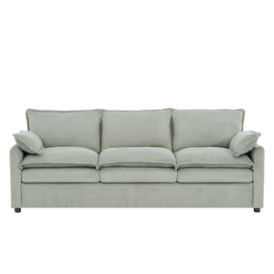 English Elm Modern Plush Faux Fur 3 Seater Sofa with Pocket Springs and Armrest Storage Pockets Green N719P433666F