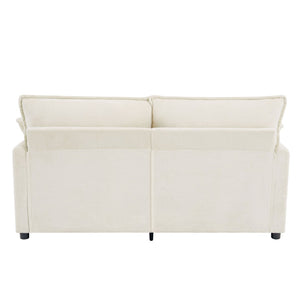 English Elm Modern Plush Faux Fur Loveseat with Pocket Spring Cushions and Armrest Storage Pockets Beige N719P433667A