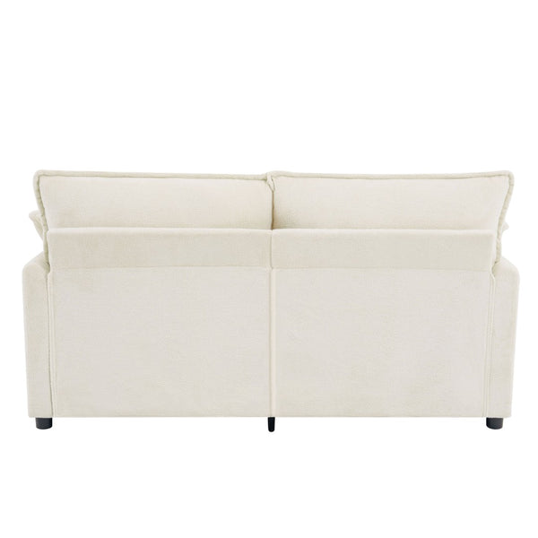 English Elm Modern Plush Faux Fur Loveseat with Pocket Spring Cushions and Armrest Storage Pockets Beige N719P433667A