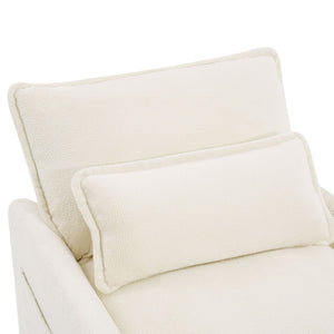 English Elm Modern Plush Faux Fur Loveseat with Pocket Spring Cushions and Armrest Storage Pockets Beige N719P433667A