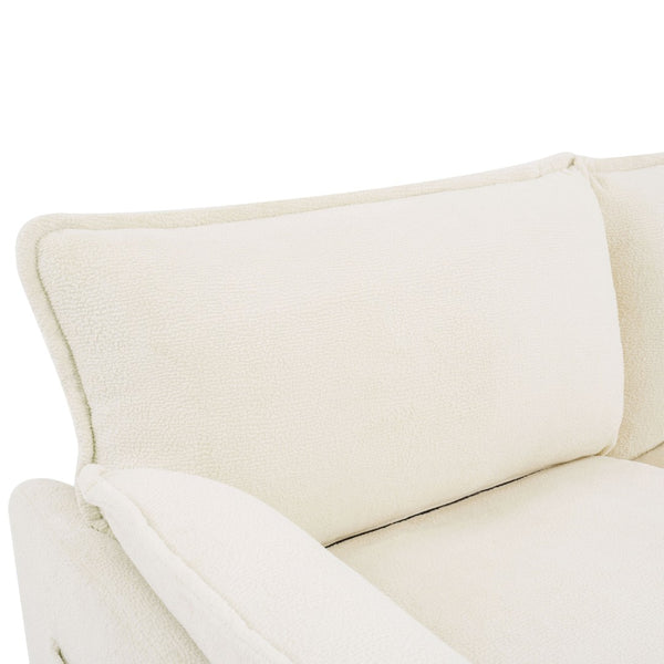 English Elm Modern Plush Faux Fur Loveseat with Pocket Spring Cushions and Armrest Storage Pockets Beige N719P433667A