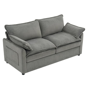 English Elm Modern Plush Faux Fur Loveseat with Pocket Spring Cushions and Armrest Storage Pockets Grey N719P433667E