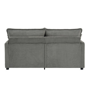 English Elm Modern Plush Faux Fur Loveseat with Pocket Spring Cushions and Armrest Storage Pockets Grey N719P433667E