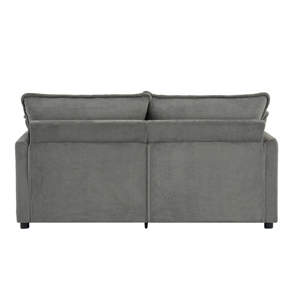 English Elm Modern Plush Faux Fur Loveseat with Pocket Spring Cushions and Armrest Storage Pockets Grey N719P433667E