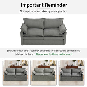 English Elm Modern Plush Faux Fur Loveseat with Pocket Spring Cushions and Armrest Storage Pockets Grey N719P433667E