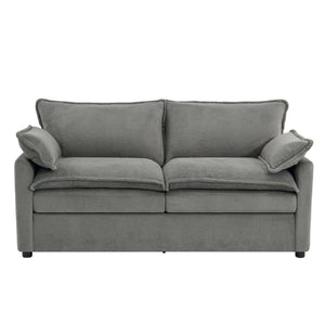 English Elm Modern Plush Faux Fur Loveseat with Pocket Spring Cushions and Armrest Storage Pockets Grey N719P433667E