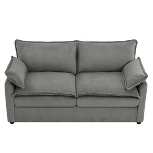 English Elm Modern Plush Faux Fur Loveseat with Pocket Spring Cushions and Armrest Storage Pockets Grey N719P433667E
