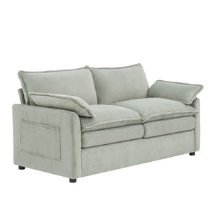 English Elm Modern Plush Faux Fur Loveseat with Pocket Spring Cushions and Armrest Storage Pockets Green N719P433667F