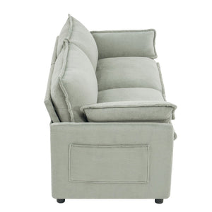 English Elm Modern Plush Faux Fur Loveseat with Pocket Spring Cushions and Armrest Storage Pockets Green N719P433667F
