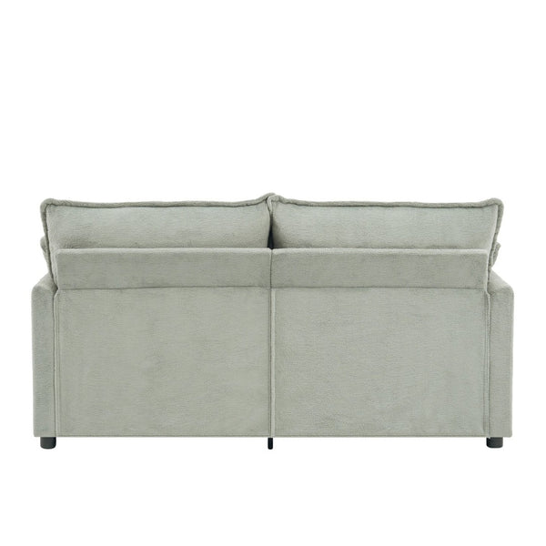 English Elm Modern Plush Faux Fur Loveseat with Pocket Spring Cushions and Armrest Storage Pockets Green N719P433667F