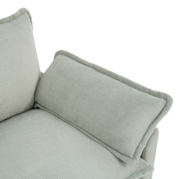 English Elm Modern Plush Faux Fur Loveseat with Pocket Spring Cushions and Armrest Storage Pockets Green N719P433667F