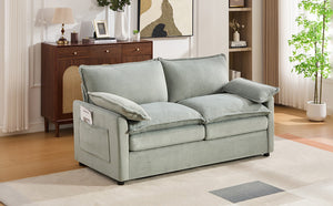 English Elm Modern Plush Faux Fur Loveseat with Pocket Spring Cushions and Armrest Storage Pockets Green N719P433667F
