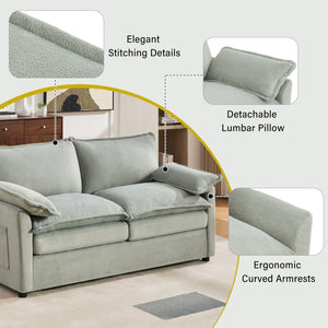 English Elm Modern Plush Faux Fur Loveseat with Pocket Spring Cushions and Armrest Storage Pockets Green N719P433667F
